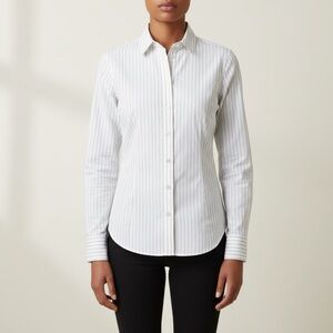 ZARA | Pinstriped Poplin Button Down Shirt Sz XS